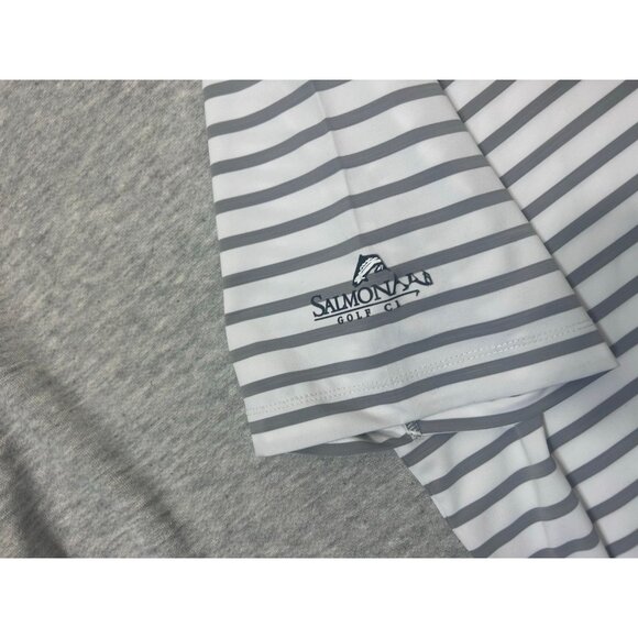 Columbia Golf Polo Shirt Men's Size XL White Gray Striped Causal Short Sleeve - Picture 3 of 7